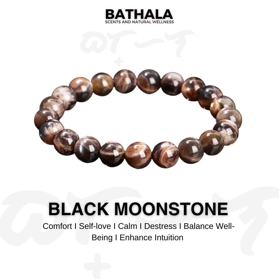 Black Moonstone I Comfort I Self-love I Calm I Destress I Balance Well-Being I Enhance Intuition - Bathala Scents and Natural Wellness