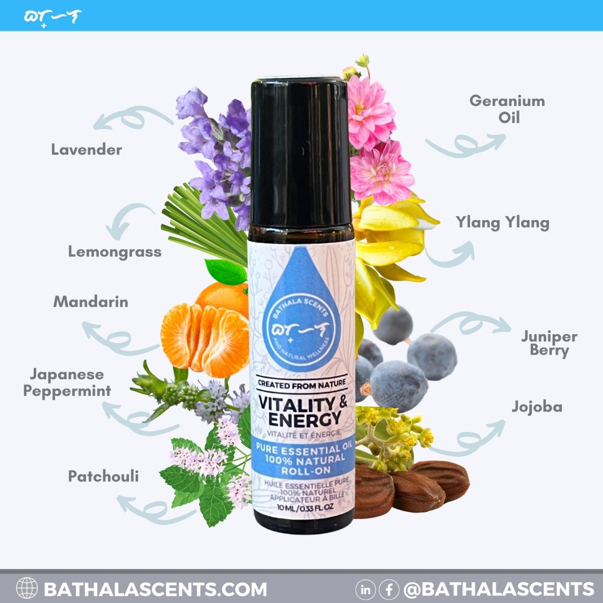 Vitality and Enegery I Essential Oil Roll-On Blend 10ml - Bathala Scents and Natural Wellness