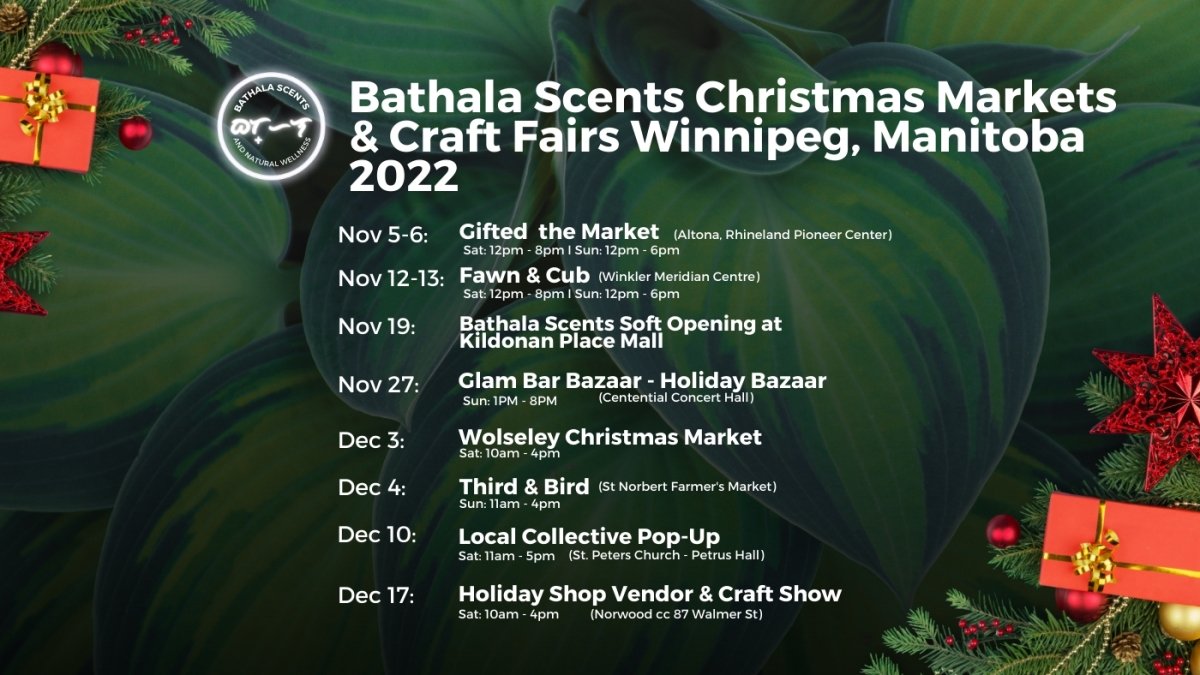 Bathala Scents Christmas Markets & Craft Fairs Winnipeg, Manitoba 2022 ...